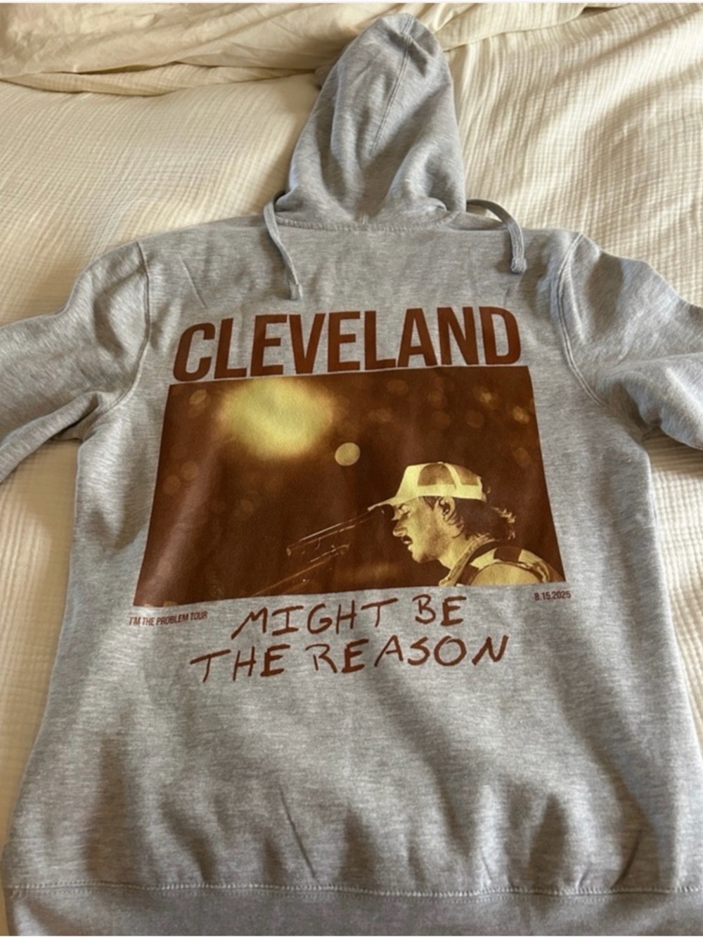 Morgan Wallen Cleveland 'Might Be The Reason' 2025 tour Graphic Hoodie - Grey